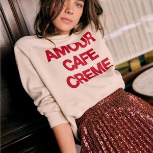 Sézane Amour Cafe Creme Sweatshirt sz small excellent condition